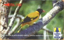 Sri Lanka (Ceylon) - SRL-21C (Ø), GPT, 21SRLC (Ø), Black-Headed Oriole, Birds, Rs.100, Used - Sri Lanka (Ceylon)