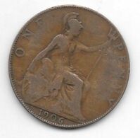 *great Britain 1 Penny 1906  Km 794.2 Fr+ - D. 1 Penny