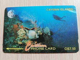 CAYMAN ISLANDS  CI $ 7,50  CAY-5A  CONTROL NR 5CCIA  UNDERWATER   NEW  LOGO     Fine Used Card  ** 3068** - Kaimaninseln (Cayman I.)