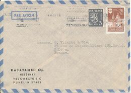 Finland Air Mail Cover Sent To France 1951 (the Cover Is Bended) - Briefe U. Dokumente