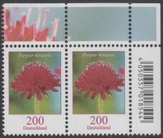 !a! GERMANY 2020 Mi. 3556 MNH Horiz.PAIR From Upper Right Corner - Flowers: Purple Scabiosa - Ungebraucht