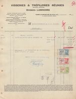 Facture - Visseries & Tréfileries Réunies / Divisions : Laminoirs  - Haren-les-Bruxelles - 1945 - Artesanos