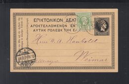 Griechenland Greece GSK Mit ZuF 1891 Athen Nach Weimar - Lettres & Documents