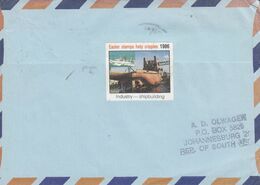 South Africa Air Mail JOHANNESBURG 1987 Cover Brief ESKILSTUNA Sweden Heart Hertz Coeur & Cripples Shipbuilding Vignette - Brieven En Documenten