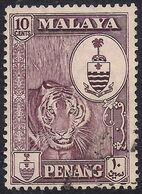 Penang Malaya 1960 QE2 10ct Maroon Used SG 60 ( M1312 ) - Penang