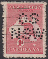 Australia 1913 Used Sc #2 1p Kangaroo And Map Die IIA OS NSW Puncture - Service