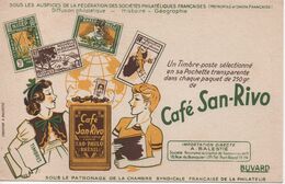 Buvard Publicitaire Ancien/Café/Café SAN-RIVO/Sociétés Philatéliques Françaises/Balestié/PARIS/Vers 1950-60 BUV502 - Café & Thé