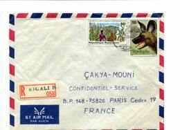 RWANDA RIGALI N- Affranchissement 200f + 90f Sur Lettre Recommandée - Used Stamps