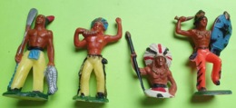 Lot 4 Figurines Soldat Jouet Style STARLUX : Sans Marque - Plastique - INDIEN WESTERN - Bon état D'usage- Année 1960 - Starlux