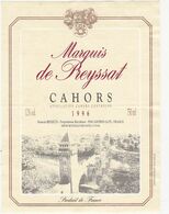 Etiquette Vin / Cahors / Marquis De Preyssat / 1996 - Cahors