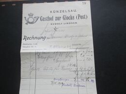 Rechnung 1909 Künzelsau Gasthof Zur Glocke (Post) Rückseitig: Von Hotel Zu Hotel Empfehlenswerte Hotels Süddeutschlands - 1900 – 1949