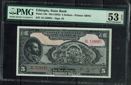 ETHIOPIA 1945 BANKNOTES 5$ PMG 53 UNC !! - Ethiopië