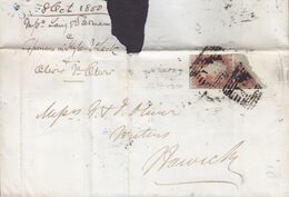 Great Britain 1850 JEDBURGH Berwickshire Scotland Cancel No. 18? Cover 2x 1 Penny Red Victoria (Imperf.) (Mi. 3) NORWICH - Brieven En Documenten