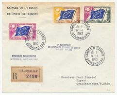 FRANCE - Env Reco Conseil De L'Europe 0,20, 0,25, 0,50 Drapeaux - 14/1/963 - Assemblée Consultative 14eme Session... - Storia Postale