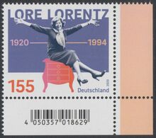!a! GERMANY 2020 Mi. 3565 MNH SINGLE From Lower Right Corner - Lore Lorentz; Female Cabaret Artist - Ungebraucht
