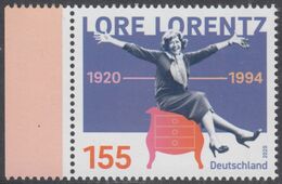 !a! GERMANY 2020 Mi. 3565 MNH SINGLE W/ Left Margin - Lore Lorentz; Female Cabaret Artist - Ungebraucht