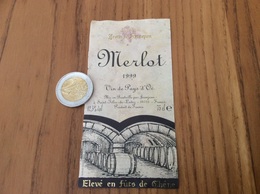 Etiquette 1999 «VIN DE PAYS D’OC - Jean D’Aosque - Merlot - Jeanjean - Saint-Félix-de-Lodez (34)» - Languedoc-Roussillon