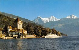 9060 " SCHLOSS OBERHOFEN AM THUNERSEE MIT EIGER MÖNCH UND JUNGFRAU"-CARTOLINA POSTALE ORIGINALE  SPEDITA 1969 - Oberhofen Am Thunersee