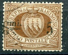 Repubblica Di San Marino - 1892 - Soprastampato Sass. 9k (o) - Usados