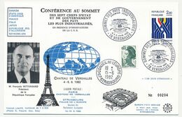 FRANCE => 2 Env. Obl "Sommet Des Pays Industrialisés - VERSAILLES - 4/6/1982" => Conseil De L'Europe - Illust Mitterrand - Lettres & Documents