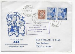 1954 - NORVEGE - ENVELOPPE 1° VOL SAS De OSLO / BODO / FAIRBANKS => TOKYO (JAPAN) - Briefe U. Dokumente