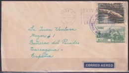 1962-H-67 CUBA 1963 20c SPECIAL DELIVERY MOTO CANCEL VIVA CONGRESO LATINOAMERICANO TO SPAIN. - Lettres & Documents