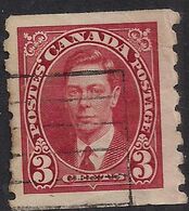 Canada 1937 - 38 KGV1 3ct Scarlet Used Coil Stamp SG 370 ( C1081 ) - Otros & Sin Clasificación