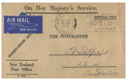 (N 9) New Zealand Money Order Advice - Posted To Australia (1958) Air Mail - Autres & Non Classés