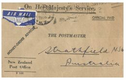 (N 9) New Zealand Money Order Advice - Posted To Australia (1958) Air Mail NAC - Other & Unclassified