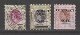 HONG-KONG:  1955/60  POSTAL  FISCAL  -  LOT  3  USED  OVERPRINTED  -  YV/TELL. - Timbres Fiscaux-postaux