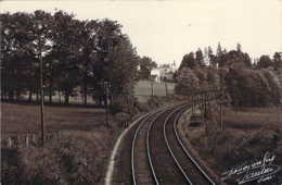 Carte Photo D'une Belle Courbe De Voie De Chemin De Fer à 2 Voies Près D'un Chateau Photo Panajou Sautier - A Identificar