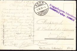 1916 AK Katharinahof, Thalwil Mit Internierten Stempel Schönfels B. Zug, Kriegsgefangenen Lager Nach Lyon. . - Poststempel