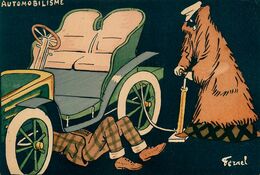 FERNEL * CPA Art Nouveau Jugendstil Dos 1900 * Automobilisme * Thème Auto Automobile Automobilia Voiture Pompe - Fernel