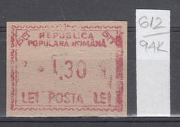 94K612 /  Machine Stamps (ATM) - 1.30 Lei - Republica Populara Romana , Romania Rumanien Roumanie Roemenie - Machines à Affranchir (EMA)