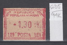 94K635 /  Machine Stamps (ATM) - 1.30 Lei - Republica Populara Romana , Romania Rumanien Roumanie Roemenie - Machines à Affranchir (EMA)