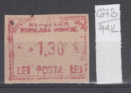 94K678 /  Machine Stamps (ATM) - 1.30 Lei - Republica Populara Romana , Romania Rumanien Roumanie Roemenie - Machines à Affranchir (EMA)