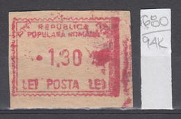 94K680 /  Machine Stamps (ATM) - 1.30 Lei - Republica Populara Romana , Romania Rumanien Roumanie Roemenie - Machines à Affranchir (EMA)