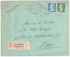 ARLES S RHONE Lettre Recommandée 1 F Pasteur Bord De Feuille 5c Blanc Yv 111 179 Ob 18 1 1926 - Lettres & Documents