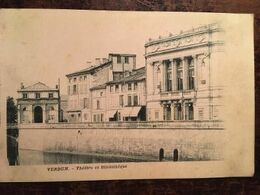 Cpa Verdun :Théâtre Et Bibliothèque, Ed Freschard,dos Non Divisé, Non écrite, 55- Meuse - Verdun