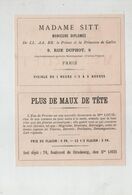 Sitt Manicure Maux De Tête Louis Docteur Robbe Médecin Homéopathe Paris  1879 - Advertising