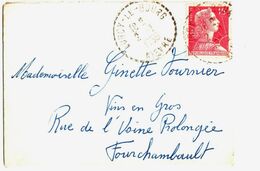 LURCY Le BOURG Nièvre Carte De Visite Mignonnette 15F Muller Rouge Yv 1011 Ob 56 Cercle Pointillé Distribution B7 - Handstempel