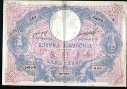 France - 50 Francs "Bleu Et Rose", 19=10=1915 - 20 F 1916-1919 ''Bayard''