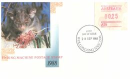 (O 7) Australia (5 Covers) Vending Machine Postage Stamp 1988 (value 0.25 To 0,29 Cents) Possum - Andere & Zonder Classificatie