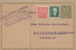 Ganzsache Ocularium Olmütz Olomouc 1930 Nach Rathenow - Mit Zufrankierung - Non Classés