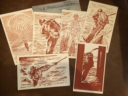 Parachutisme * LE PARACHUTISTE * Série Complète De 6 CPA Illustrateur ARRIGHI , Dans Sa Pochette D'origine !!! - Paracadutismo