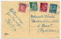 ALGERIE - CPA 1947 Affranchissement Composé - Sidi Bel Abbès Rue Pradon - Briefe U. Dokumente