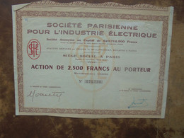 ACTION SOCIETE PARISIENNE ELECTRIQUE (LIRE CI BAS LES CONDITIONS D'ENVOIS) - Ohne Zuordnung