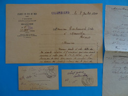 Gare De COLOMBIERS (Hérault) Correspondance D'accident Dans Le Train En Gare Tarbouriech Victor De Maureilhan - Railway