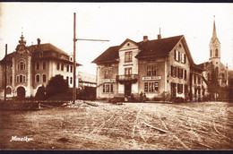 1922 Gelaufene Foto AK Aus Menziken, Gasthaus Waage Und Bäckerei Nach Rupperswil. Minim Fleckig. - Menziken