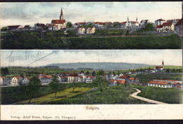 1907 Gelaufene AK Mit Bahnstempel Aus Sulgen Nach Thun. 2 Bildrig. - Sulgen